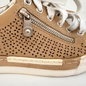 Women’s Perforated Tan Casual Sneaker with Side Zip